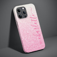 Modern Pink Glitter Girly Chic Personalized Name
