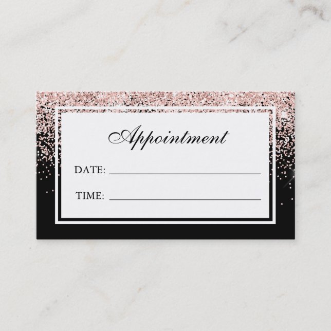 Modern Pink Glitter Hair Nail Salon Appointment Business Card (Front)