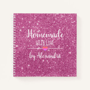 Modern pink glitter Homemade with love  Noteboo Notebook