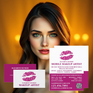 Modern Pink Glitter Lips, Makeup Artist Business Card