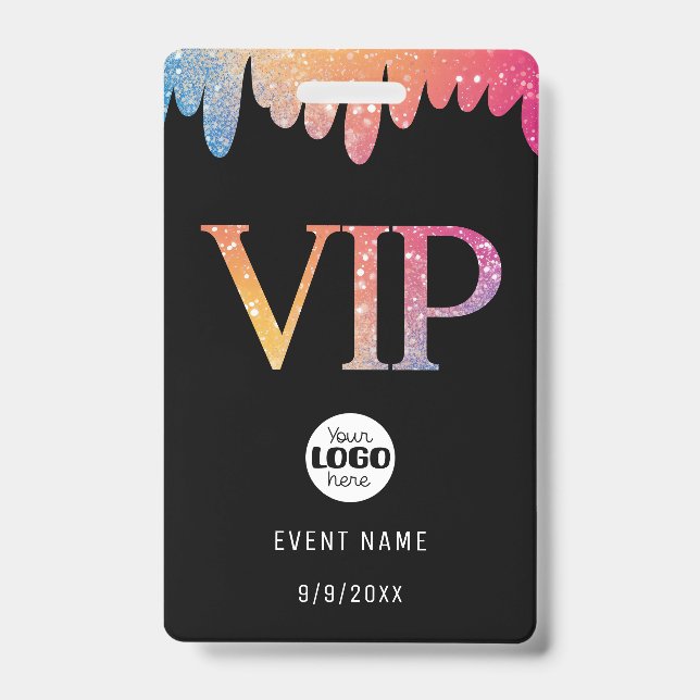 Modern Pink Glitter Logo VIP Badge (Front)