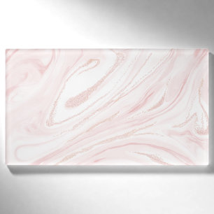 Modern Pink Glitter Marble Name Tag