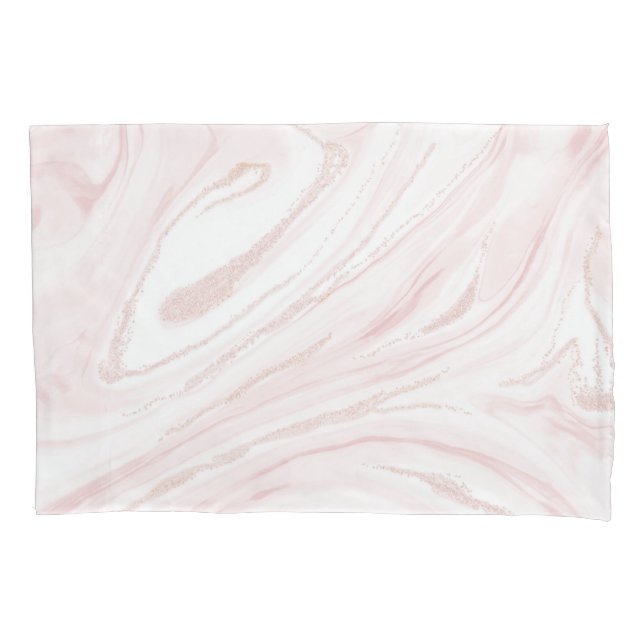 Modern Pink Glitter Marble Pillowcase (Front)