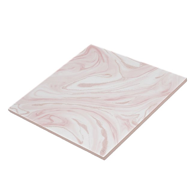 Modern Pink Glitter Marble Tile (Side)