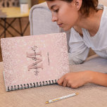 Modern Pink Glitter Monogram Name 2025 Planner<br><div class="desc">Personalized girly 2025 planner featuring a sparkly effect pink background,  a pink glitter waterfall overlay,  your initial,  name,  and the year.</div>