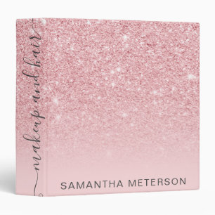 Modern pink glitter ombre blush makeup hair binder