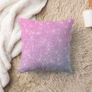 Modern pink glitter ombre throw pillow