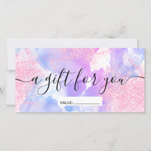 Modern pink glitter purple watercolor script gift