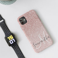 Modern Pink Glitter Sparkles Personalized Name