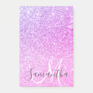 Modern Pink Glitter Sparkles Personalized Name Post-it Notes