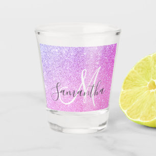 Modern Pink Glitter Sparkles Personalized Name Shot Glass