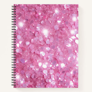 Modern Pink Glitter Spiral Notebook
