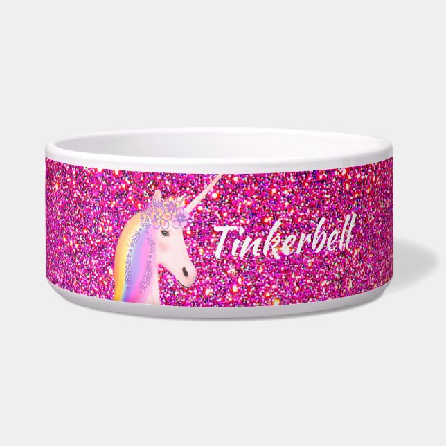 Modern Pink Glitter Unicorn Personalized Dog (Front)