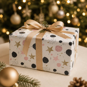 Modern Pink Gold Abstract Christmas Wrapping Paper
