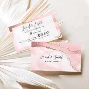 Modern pink gold Agate Beauty Business Card