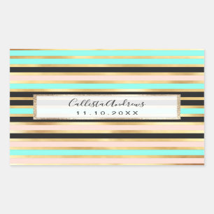 Modern Pink Gold Aqua Teal Stripes Pattern Sticker