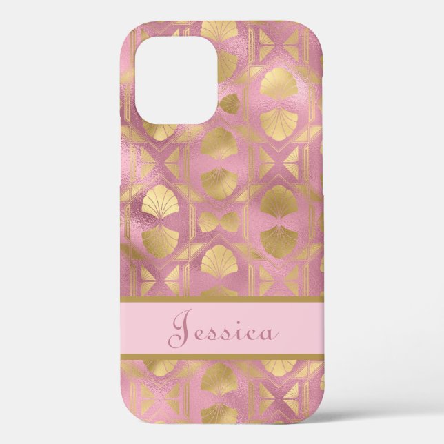 Modern Pink Gold Stylish Girly Botanical Case-Mate iPhone Case (Back)