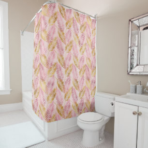 Modern Pink Gold Tropical Botanical Palm Leaf