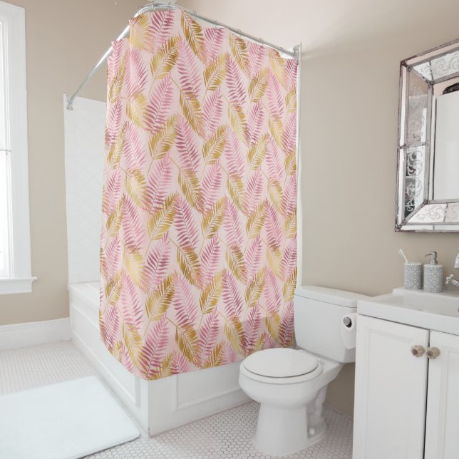 Modern Pink Gold Tropical Botanical Palm Leaf (In Situ)