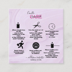Modern Pink Gold Watercolor Candle Care Square B Business Card