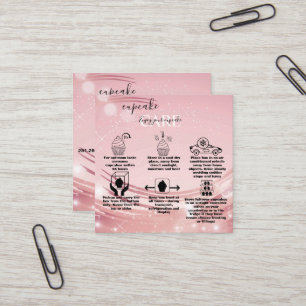 Modern Pink Gold Watercolor Cupcake Care Square Bu Business Card