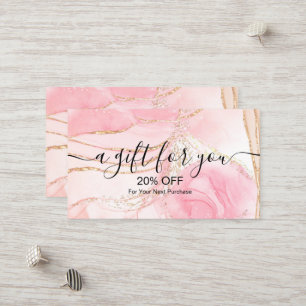 Modern Pink Gold Watercolor Discount Card
