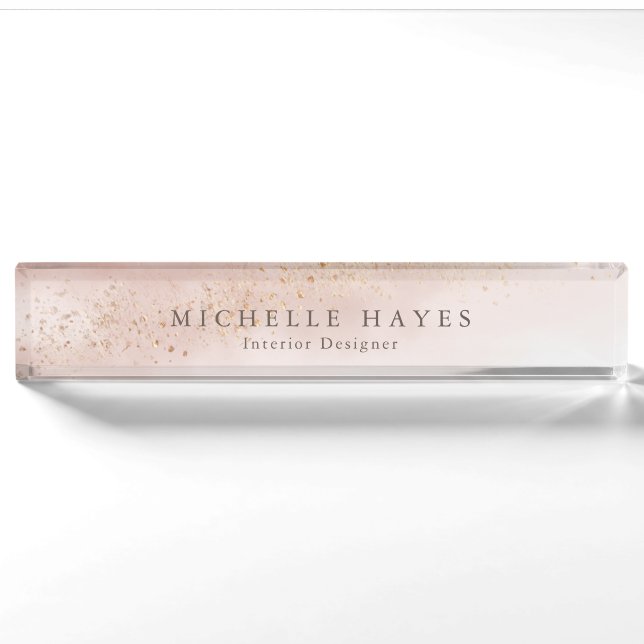 Modern Pink Gold Watercolor Nameplate (Front)