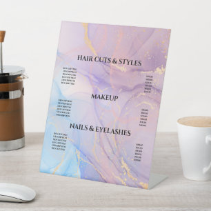 Modern Pink Gold Watercolor Price List Pedestal Si Sign