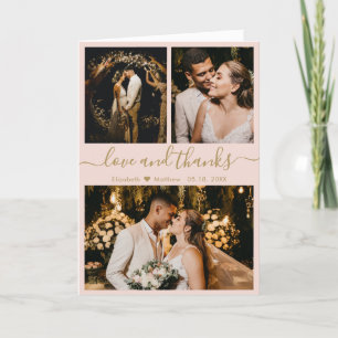 Modern Pink Gold Wedding Photo Collage Thank You