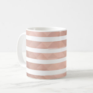 Modern pink gold white stripes chic girl  coffee mug
