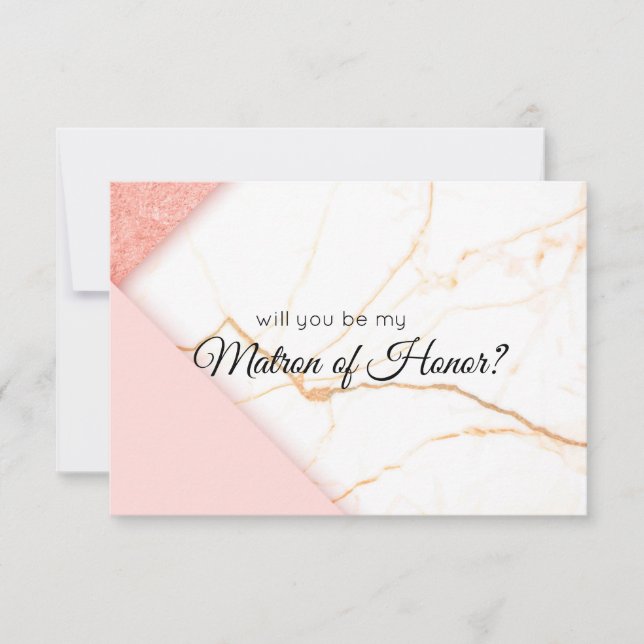 Modern Pink Gold Will You Be My Matron of Honour (Front)