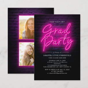 Modern Pink Grad 2025 Photo Graduation Party Invitation