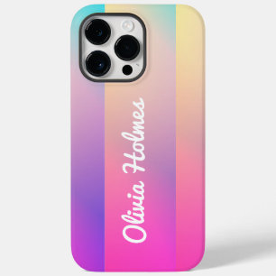 Modern Pink Gradient Colour Block Name Monogram Case-Mate iPhone 14 Pro Max Case