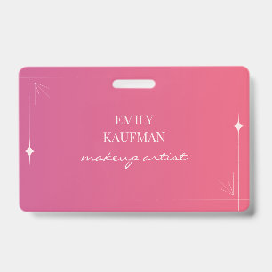 Modern Pink Gradient Makeup Artist Business Badge