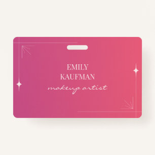 Modern Pink Gradient Makeup Artist Business Badge