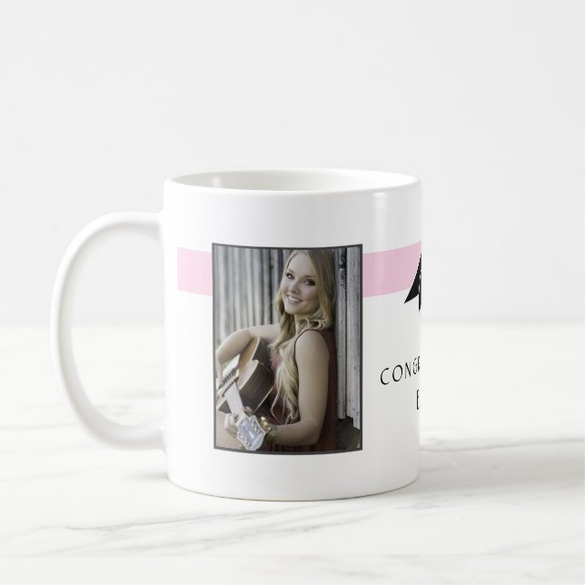 Modern Pink Graduate Congratulations Graduation Coffee Mug (Left)