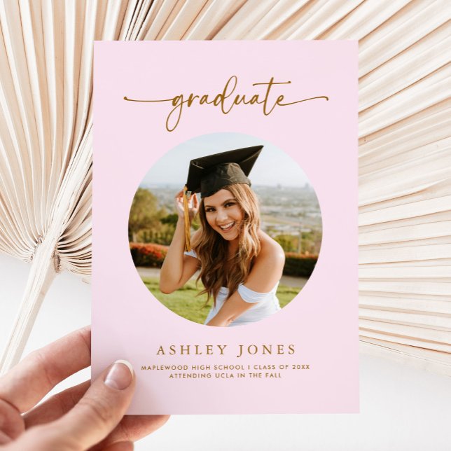 Modern Pink Graduate Photo Graduation Announcement (Creator Uploaded)