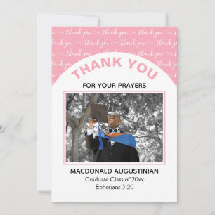 Modern Pink Graduate Photo Thank You Card