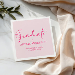Modern Pink Graduation Class of 2026 Napkin