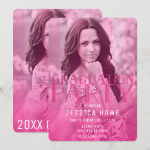 Modern Pink Graduation Party Graduate Photo Invitation