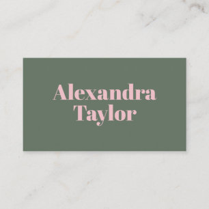 Modern Pink Green Aesthetic Personalized Bold Business Card