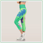 Modern Pink Green and Purple Tropical  Capri Leggings<br><div class="desc">Beautiful,  colourful modern tropical palms and flowers pattern.</div>