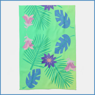 Modern Pink Green and Purple Tropical Kitchen Towel