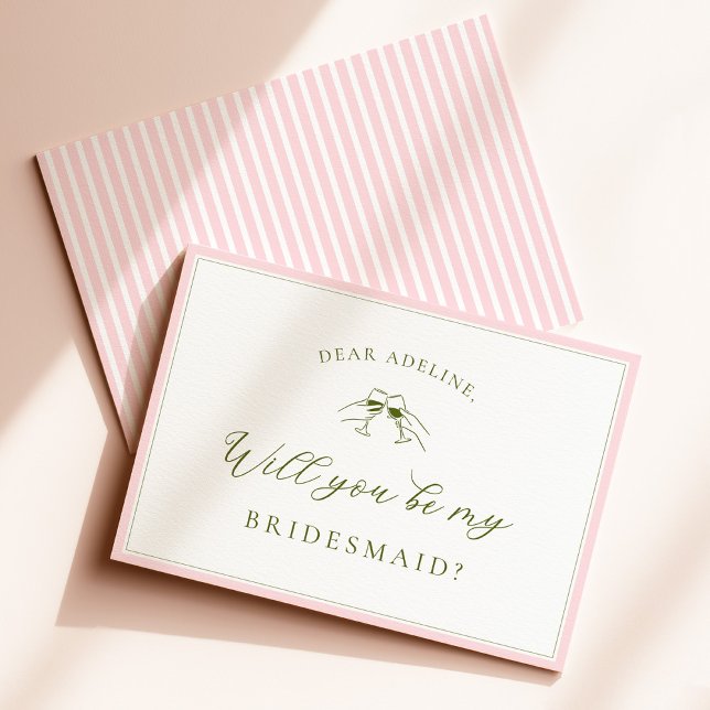 Modern Pink & Green Bridesmaid Proposal Card (Creator Uploaded)
