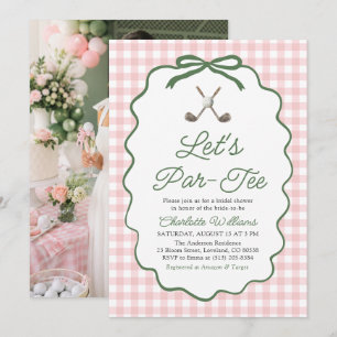 Modern Pink Green Golf Let's Par-Tee Bridal Shower Invitation
