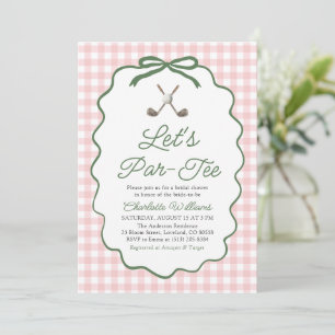 Modern Pink Green Golf Let's Par-Tee Bridal Shower Invitation
