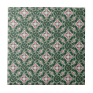 Modern Pink Green Graphic Pattern Tile