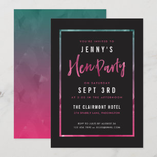 Modern Pink & Green Hen Party Invitations