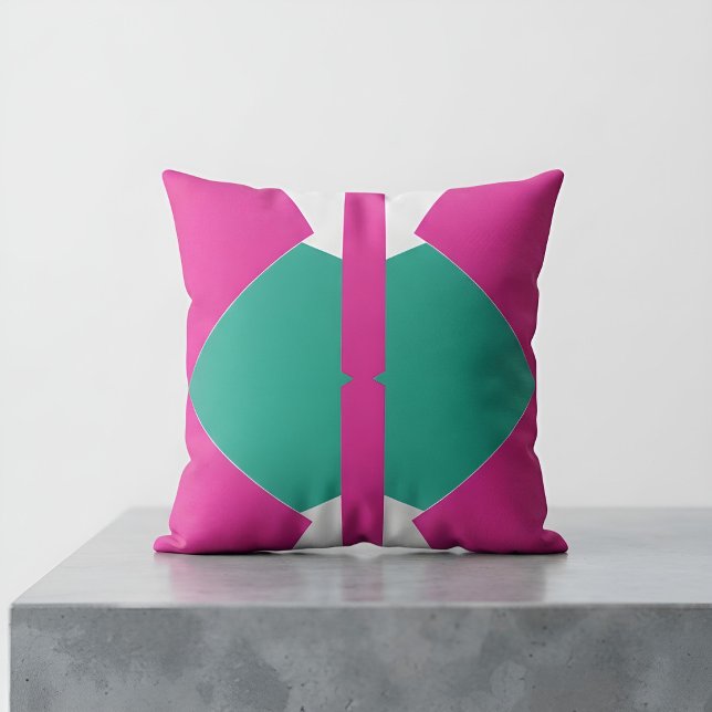 Modern Pink Green Memphis Colour Block Decor Throw Pillow (Creator Uploaded)