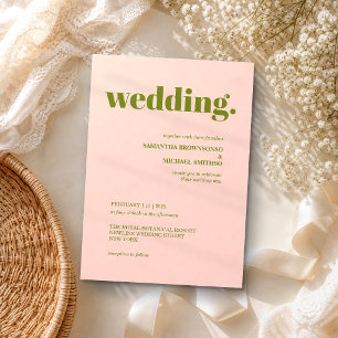 Modern pink green Minimal Earth Tone Wedding Invitation
